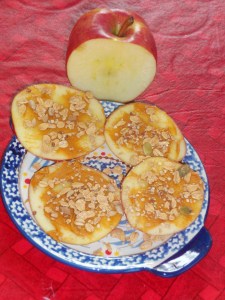 peanut butter and granola apples